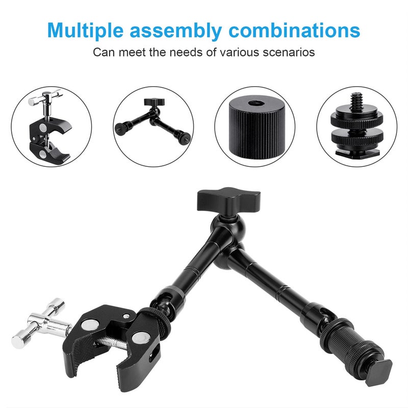 FOMITO 11 inch Articulating Magic Arm + Super Clamp for DSLR Rig Camera to LCD Monito, LED Video Light - Image 5